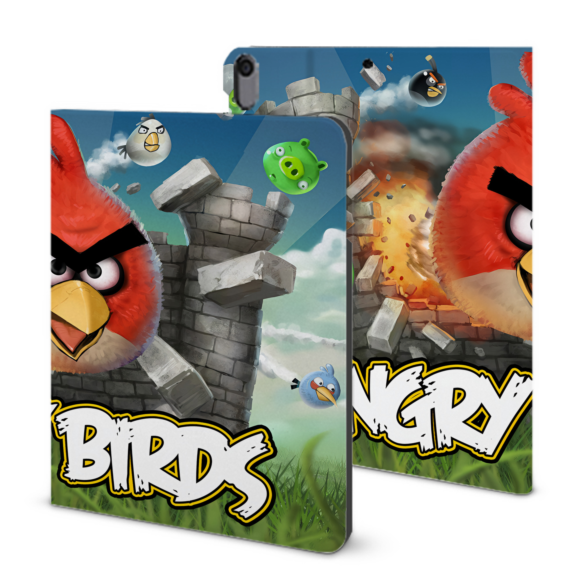 （画像用） Angry Birds アングリーバード IPad ケース ブック型 PUレザー TPU 耐衝撃 軽量 薄型 ペン収納なし 全面保護 IPad 各モデル対応